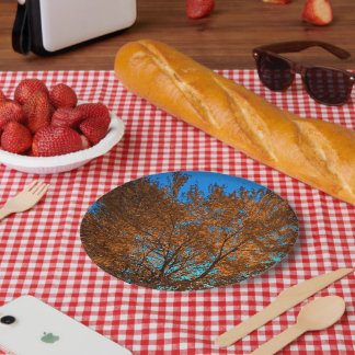 Fall Tree Shimmering In Gold Paper Plate