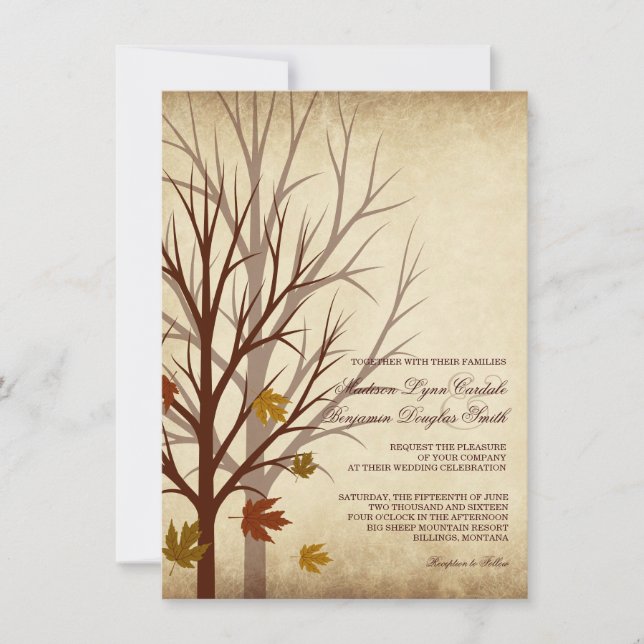 Fall Tree Silhouettes Autumn Wedding Invitations (Front)