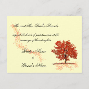 Fall tree Wedding Invitation postcard. Postcard
