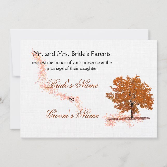 Fall tree Wedding-rust Invitation (Front)