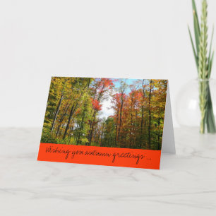 Fall Trees and Blue Sky Autumn Greetings Card