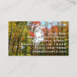Fall Trees and Blue Sky Autumn Nature Photography Business Card