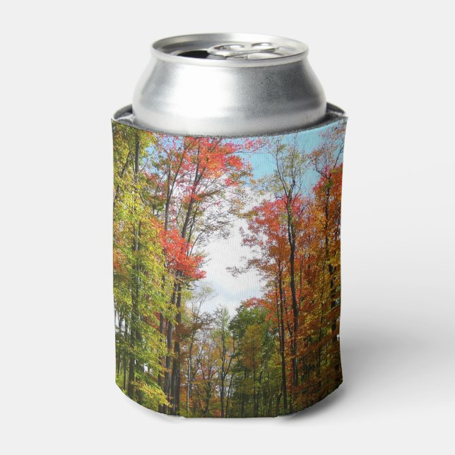 Fall Trees and Blue Sky Autumn Nature Photography Can Cooler (Can Front)
