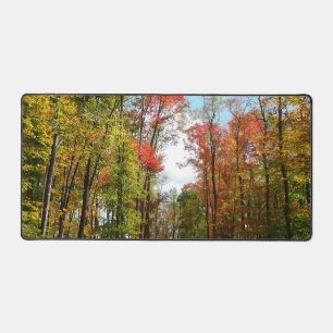 Fall Trees and Blue Sky Autumn Nature Photography Desk Mat