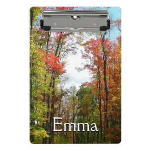 Fall Trees and Blue Sky Autumn Nature Photography Mini Clipboard