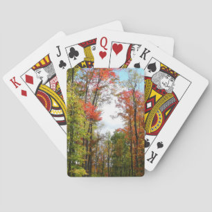 Fall Trees and Blue Sky Autumn Nature Photography Playing Cards