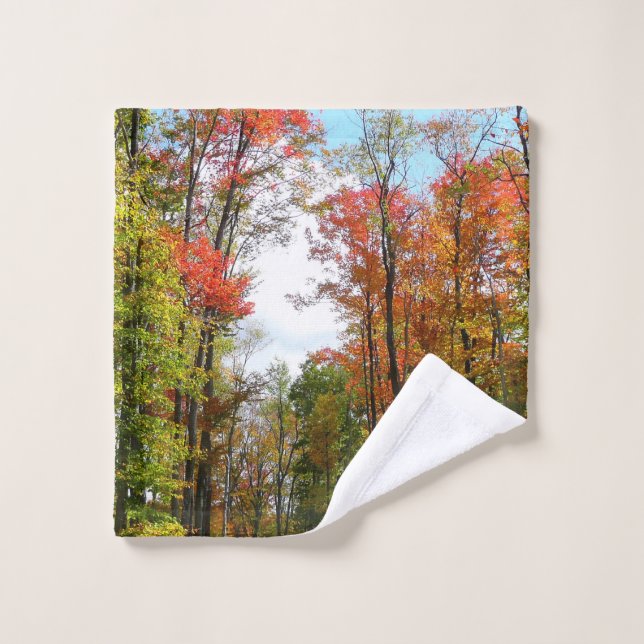 Fall Trees and Blue Sky Autumn Nature Photography Wash Cloth (Wash Cloth)