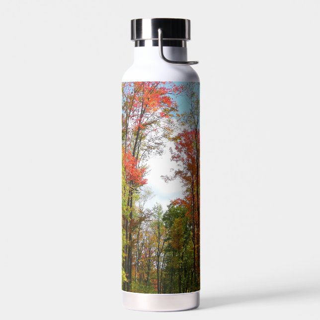 Fall Trees and Blue Sky Autumn Nature Photography Water Bottle (Left)