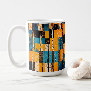 Fall Trees Autumn Leaf Colours Patchwork Pattern Coffee Mug