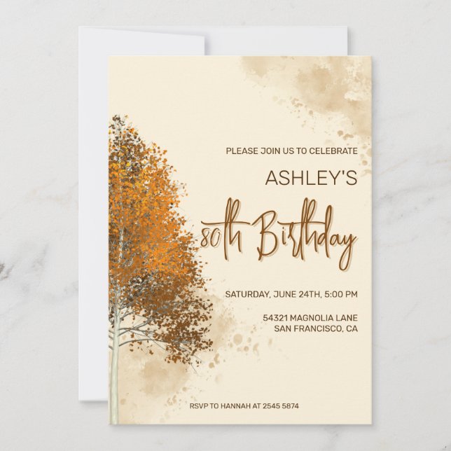 Fall Trees Birthday Invitation (Front)
