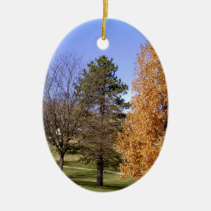 Fall Trees Ceramic Ornament