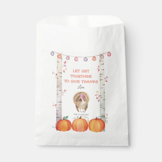 Fall Trees Pumpkins Turkey Thanksgiving Party Favour Bag (Front)