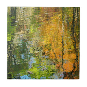 "FALL TREES REFLECTED IN WATER"CERAMIC TILE/TRIVET TILE