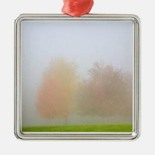 Fall trees shrouded in mist metal tree decoration