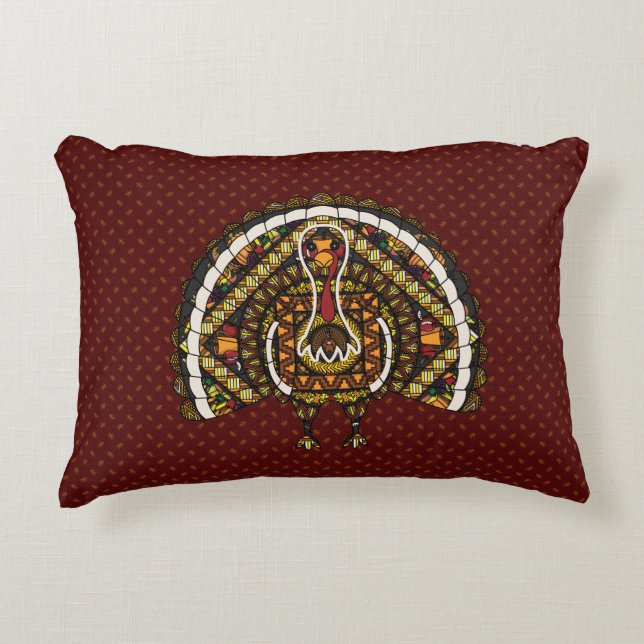 Fall Turkey Accent Pillow (Front)