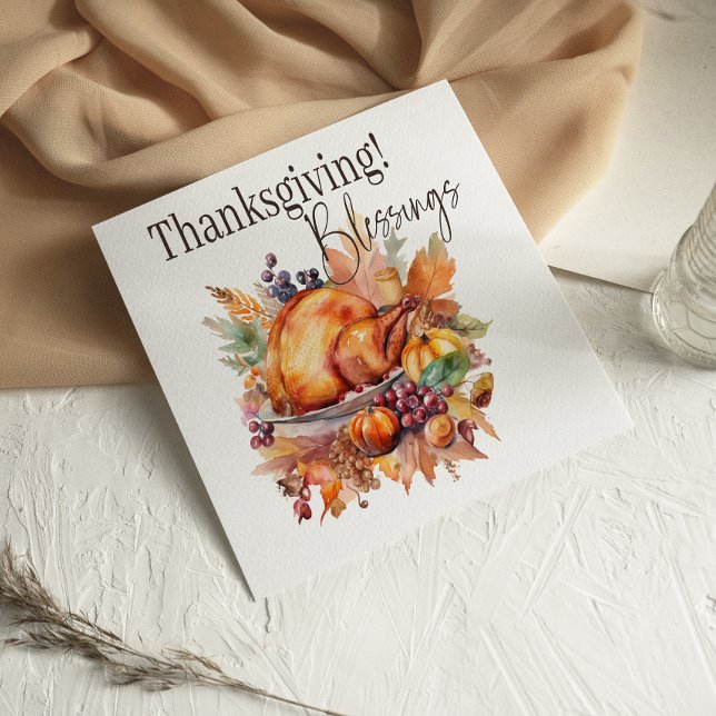 Fall Turkey Blessings Table Thanksgiving card (Creator Uploaded)