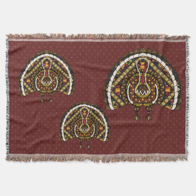 Fall Turkey Throw Blanket (Front)