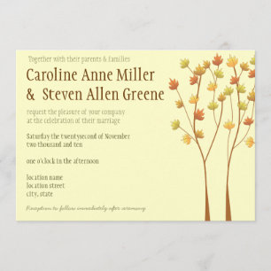 Fall Twig Tree 5x7 Wedding Invitation