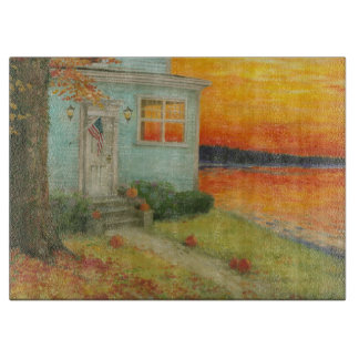 Fall Twilight Poetic Lakehouse Cutting Board