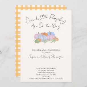 Fall Twin Gender Reveal Little Pumpkin Theme  Invitation