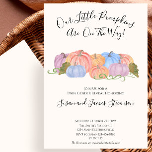 Fall Twin Gender Reveal Little Pumpkin Theme Invitation