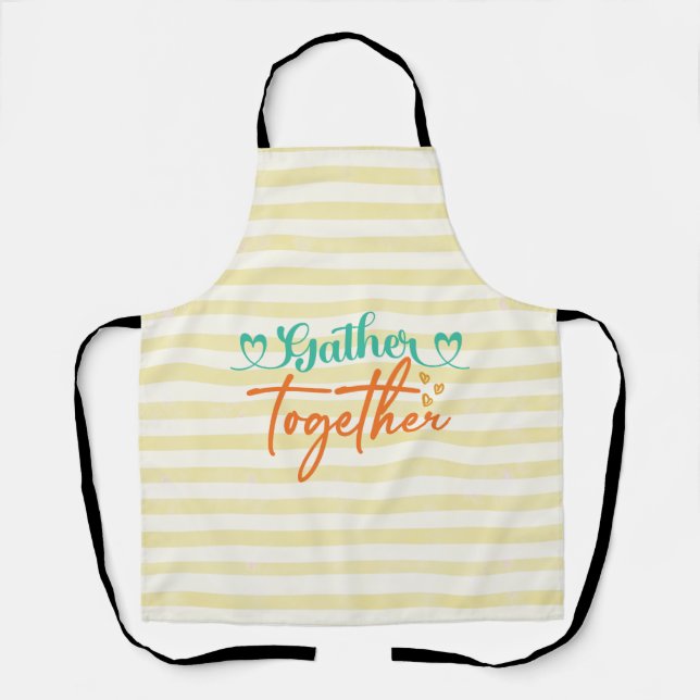 Fall Typography Design – “Gather Together” Autumn  Apron (Front)