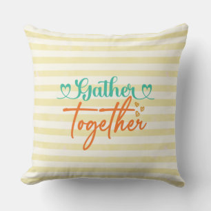 Fall Typography Design – “Gather Together” Autumn Cushion
