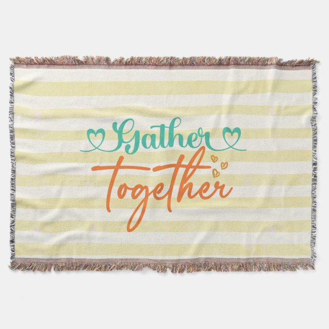 Fall Typography Design – “Gather Together” Autumn  Throw Blanket (Front)