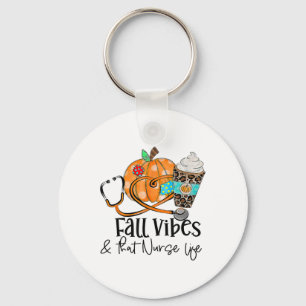 Fall Vibes And Nurse Life Pumpkin Leopard Thanksgi Key Ring