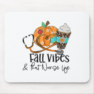 Fall Vibes And Nurse Life Pumpkin Leopard Thanksgi Mouse Pad