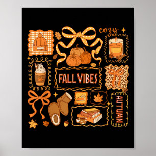 Fall Vibes Autumn Coquette Pumpkin Thanksgiving Co Poster