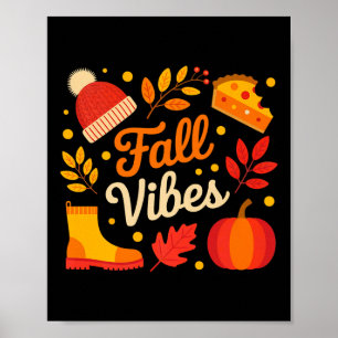 Fall Vibes Autumn Leaves Cosy Season Pumpkin Thank Poster