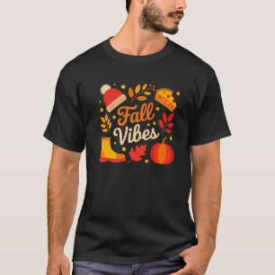 Fall Vibes Autumn Leaves Cosy Season Pumpkin Thank T-Shirt