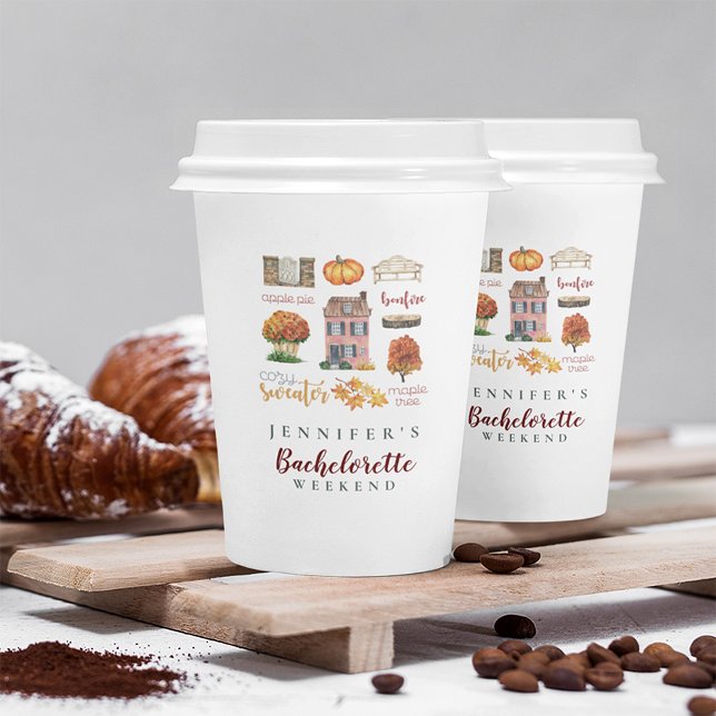 Fall Vibes Autumn Rustic Bachelorette Party Paper Cups (Creator Uploaded)