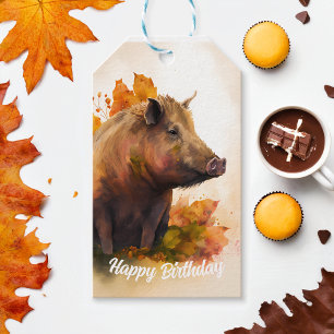 Fall vibes Boar - Birthday Gift Tags