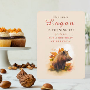 Fall vibes Boar - Birthday Invitation Card