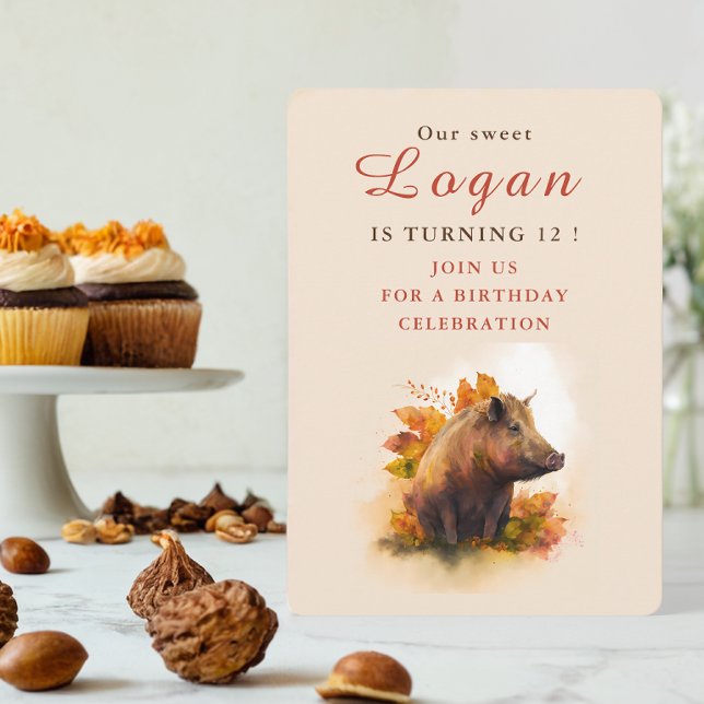 Fall vibes Boar - Birthday Invitation Card (Creator Uploaded)