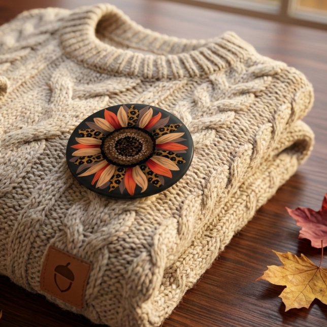 Fall Vibes Boho Sunflower Autumn 7.5 Cm Round Badge (Creator Uploaded)