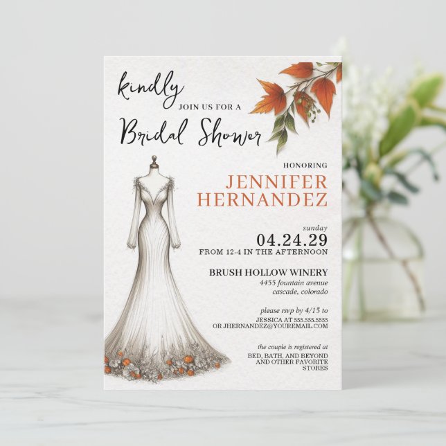 Fall Vibes Bridal Shower Invitation (Standing Front)