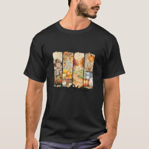 Fall Vibes Brushstroke Autumn Harvest Scarecrow Th T-Shirt