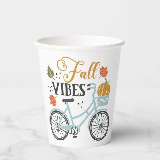 Fall Vibes By Bicycle Paper Cups (Front)