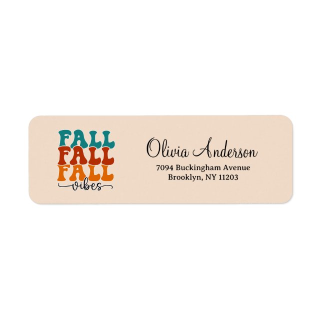 Fall Vibes Calligraphy Script Return Address  Label (Front)