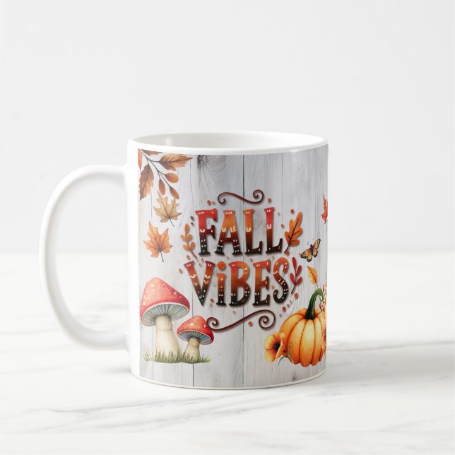 Fall Vibes Colourful pumpkins and leaves Coffee Mug (Left)