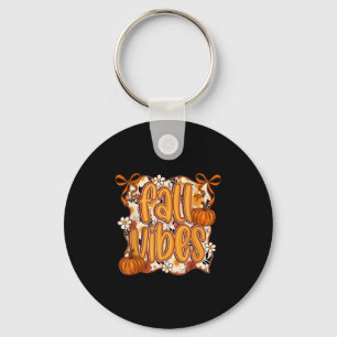 Fall Vibes Coquette Bow Pumpkin Thanksgiving Autum Key Ring
