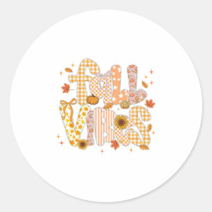 Fall Vibes Coquette Bow Pumpkin Thanksgiving Thank Classic Round Sticker