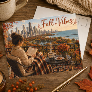 Fall Vibes Cosy Chicago Balcony Postcard