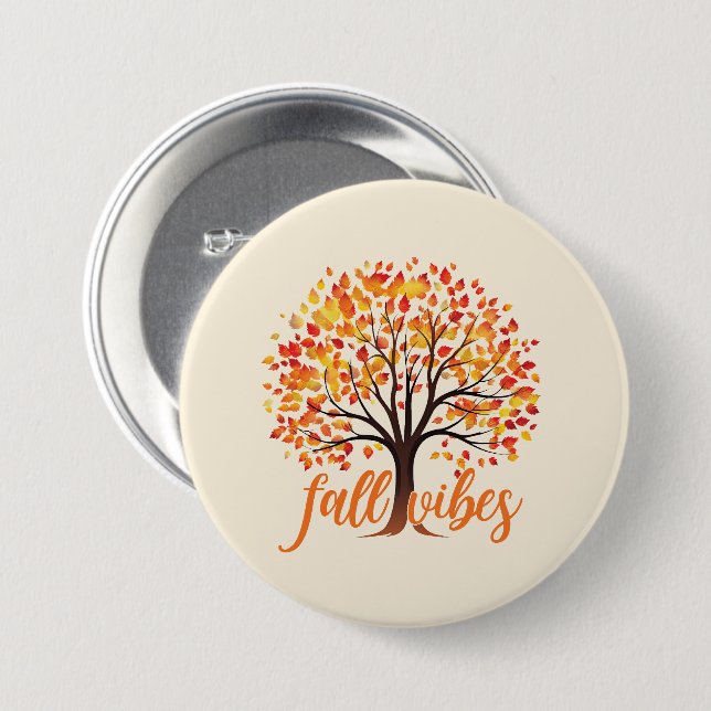 Fall Vibes – Cosy Fall Tree 7.5 Cm Round Badge (Front & Back)