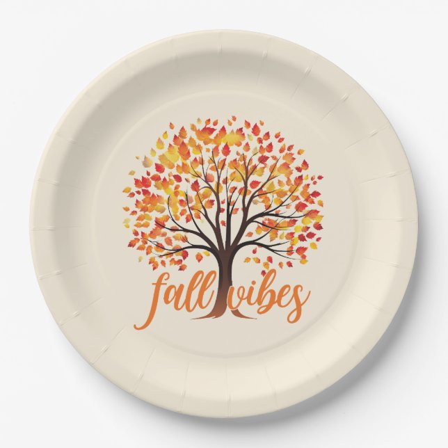 Fall Vibes – Cosy Fall Tree Paper Plate (Front)