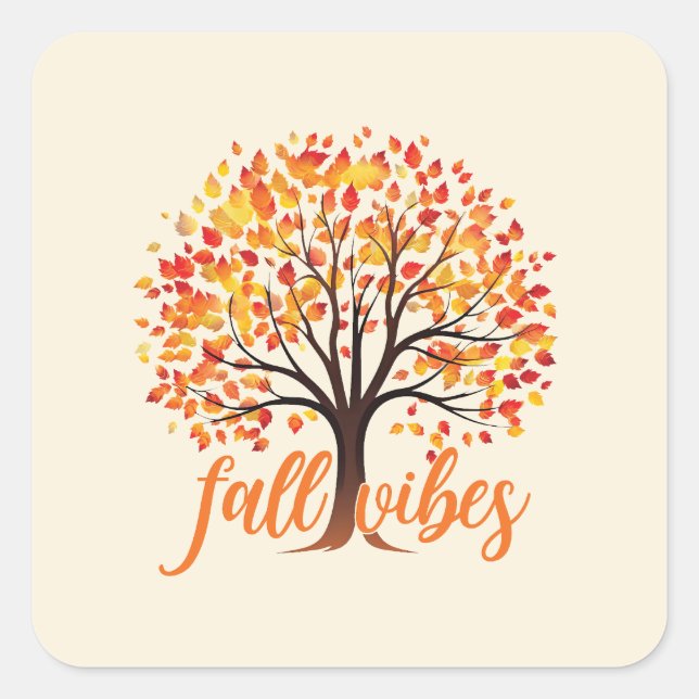 Fall Vibes – Cosy Fall Tree Square Sticker (Front)