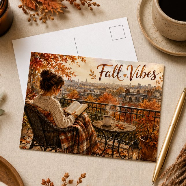Fall Vibes Cosy Paris Balcony Postcard (Creator Uploaded)